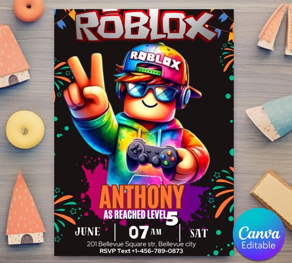 Editable Roblox Invitation, Roblox Invite, Gamer Party invite, Roblox Boys Birthday Invitation Template, Roblox Gamer Birthday Invitation