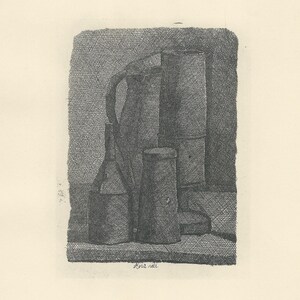 Giorgio MORANDI, SIGNED limited edition lithograph, "Still Life with Four Objects" approved by the artist, Rare