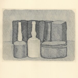 Giorgio MORANDI, SIGNED and dated limited edition lithograph, "Still Life with Nine Objects" approved by the artist, Rare