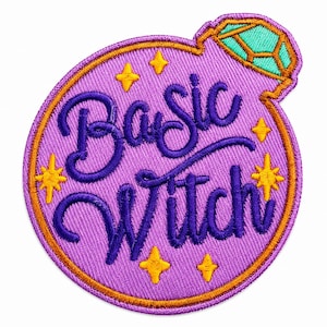 Basis Witch Patch Aufbügler Lila Kristalkugel Stickerei Applikation für Jacken und Taschen-Halloween Accessoire Hexe Geschenk für Frauen