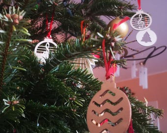 4 Decoraciones Navideñas De Madera De Pacman Y Fantasmas - Temática "Pesadilla Antes De Navidad"