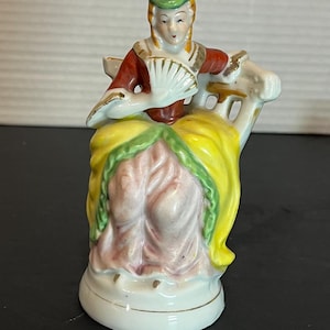 Vintage Occupied Japan Colonial Lady with Fan in a Chair Porcelain 1940’s