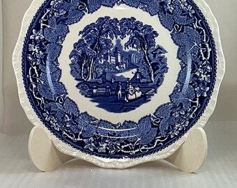 Piatto da portata Mason's Vista Blue Ironstone da 10,75" in porcellana inglese vintage