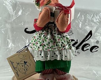 Annalee Mrs Santa Claus docka 8,5" USA Made with Presents #5001 med etikett Vintage 1990