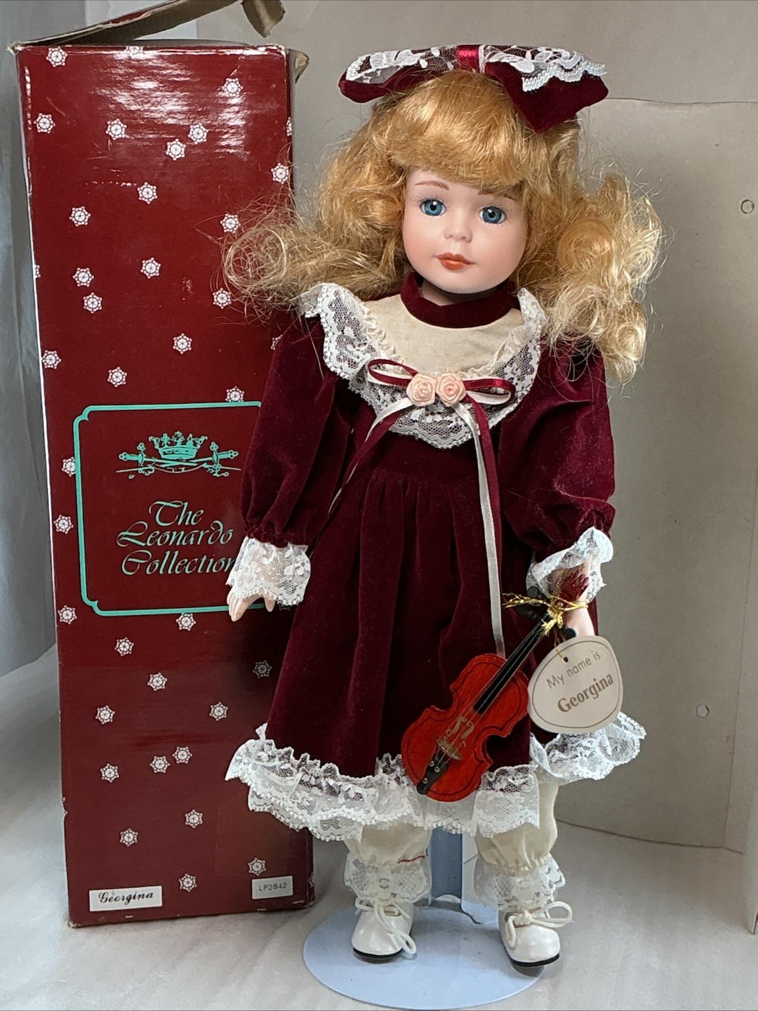 Leonardo Collection Porcelain Doll W/stand & Tag in Original Box