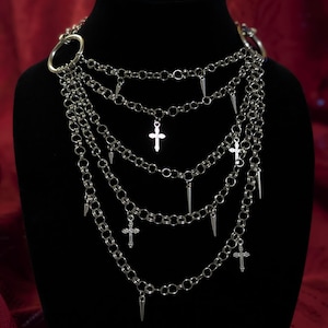 The Reliquary Drape: Handcrafted Chainmaille Multi Strand Statement Necklace