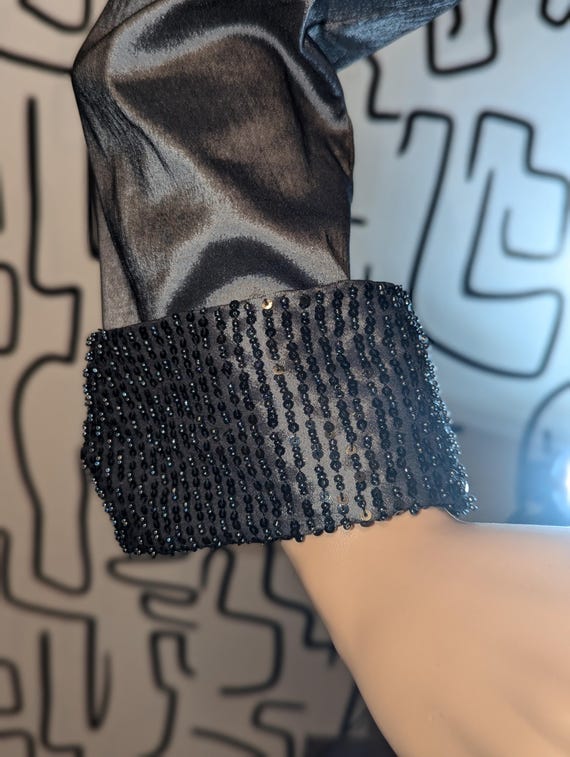 Cosmic Chic: Futuristic Dark Silver Jacket Blouse… - image 3