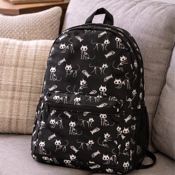 girls black cat mini backpack PRLINJSK for Teens Women Small Backpack Purse Sanrio Chococat Stars Mini Gothic Black Cat Backpack Set: