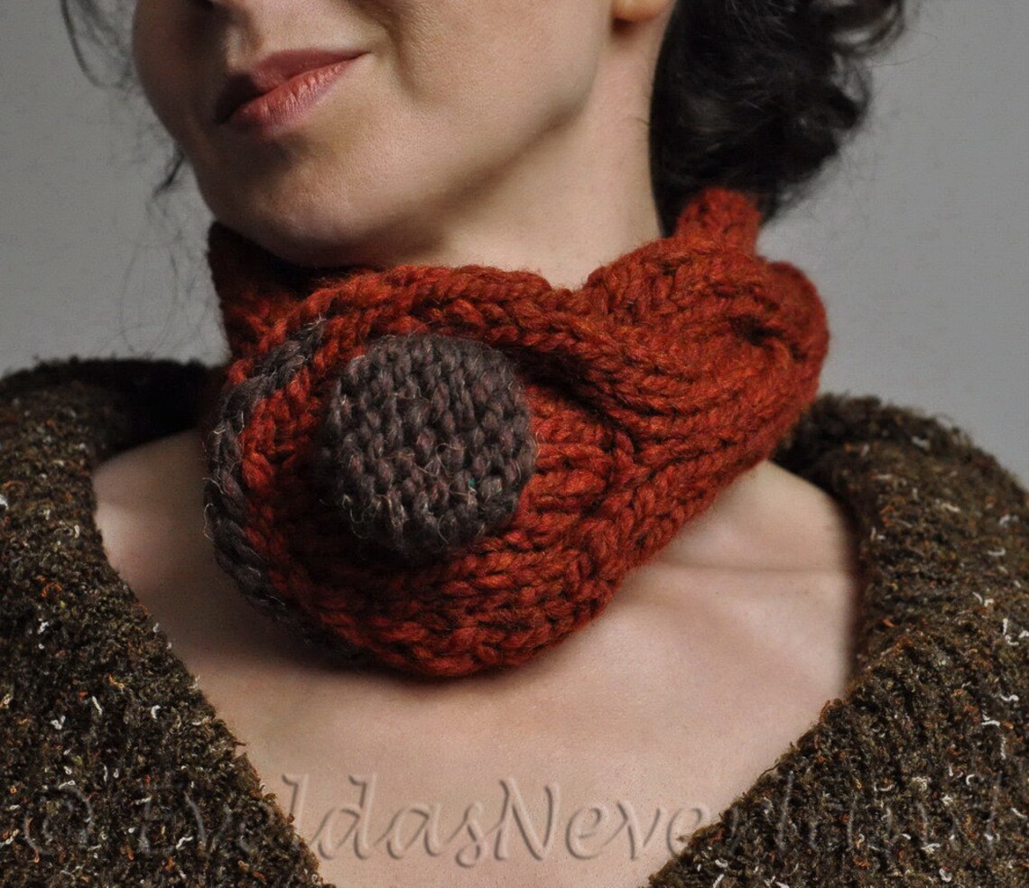 Hand knit braided cable neckwarmer knitted collar choker Etsy