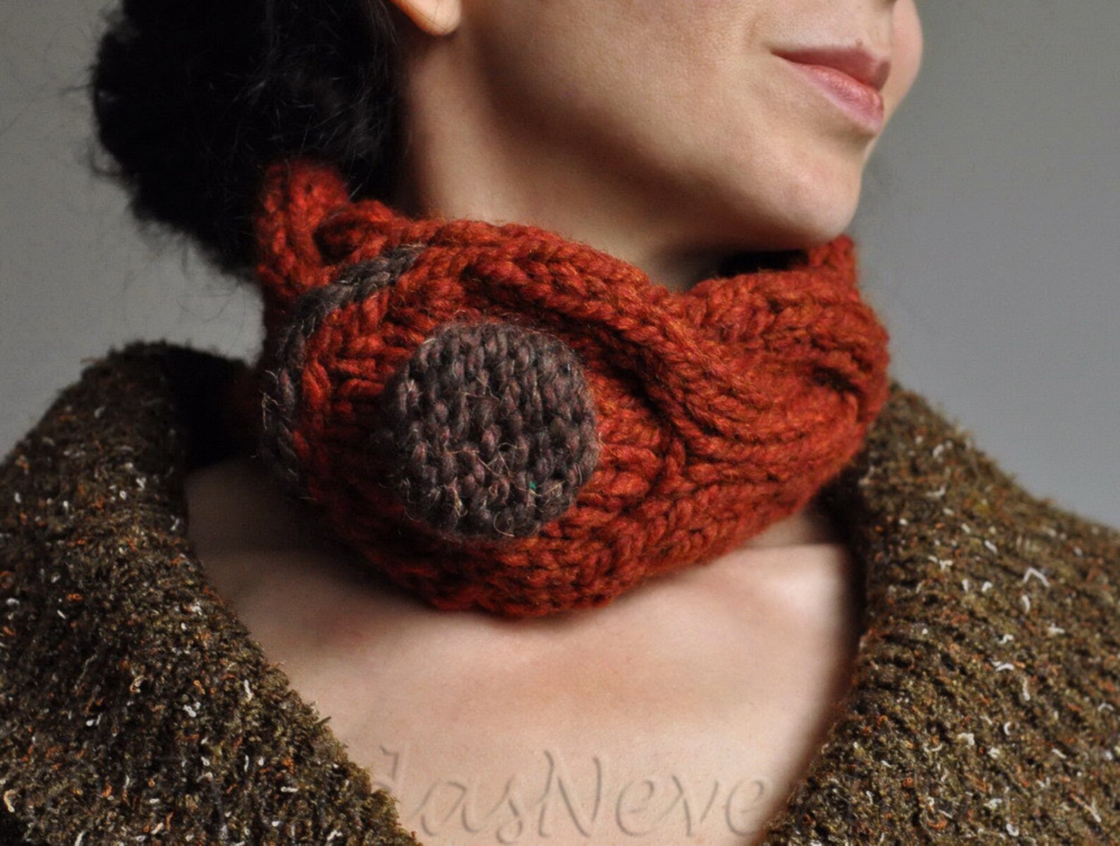 Hand knit braided cable neckwarmer knitted collar choker Etsy