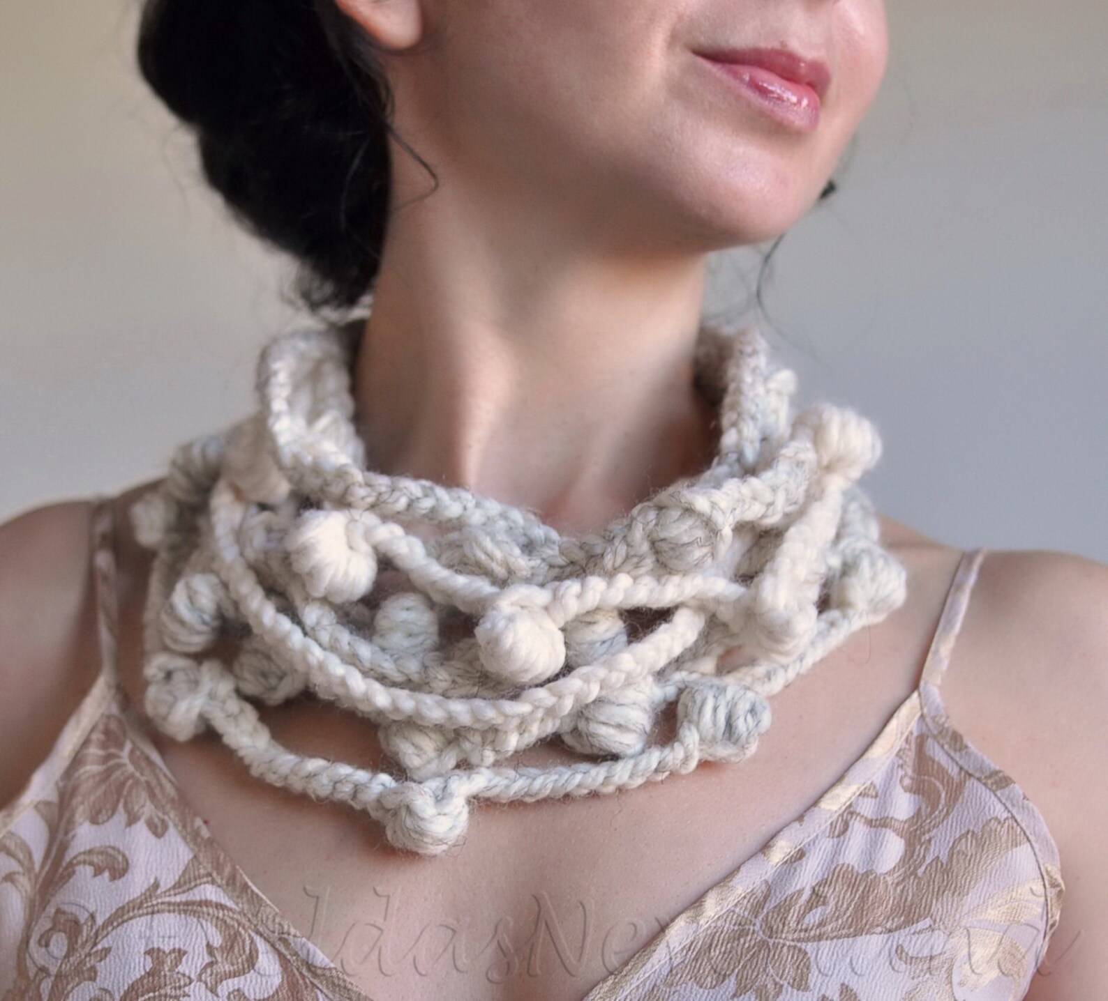 Fiber Art Jewelry Freeform Crochet Fiber Necklace Neckwear Etsy