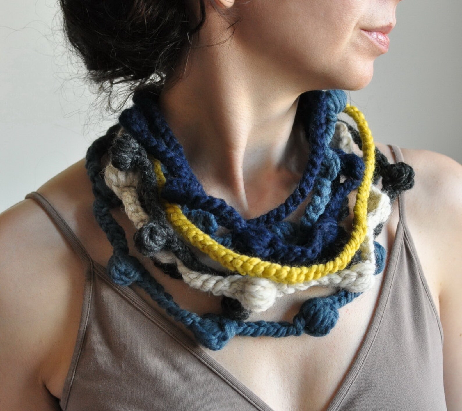 Wearable Fiber Art Fiber Jewelry Freeform Crochet Necklace Etsy