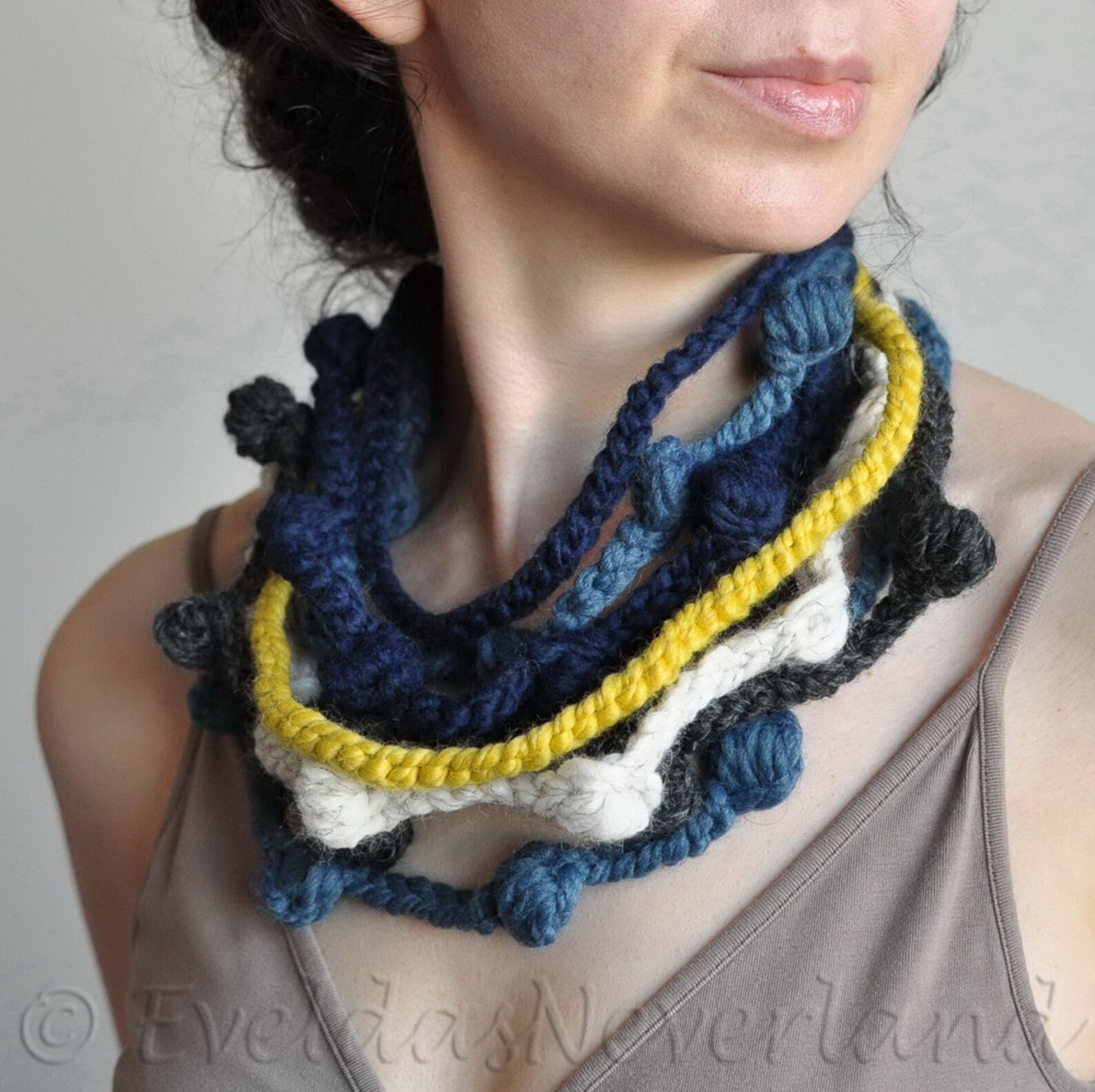 Fiber Art Jewelry Freeform Crochet Fiber Necklace Neckwear Etsy