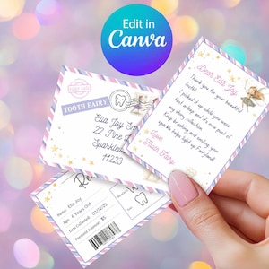Tooth Fairy Letter Printable for Kids – Editable Mini Letter, Envelope & Certificate – Canva Template Digital Download