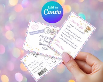 Tooth Fairy Letter Printable for Kids – Editable Mini Letter, Envelope & Certificate – Canva Template Digital Download