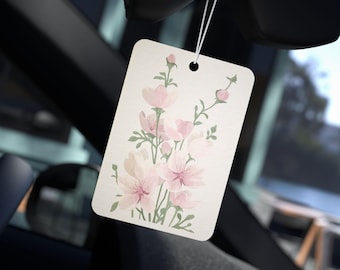 Rosa blombukett luftfräschare för bilen | Akvarellblommor