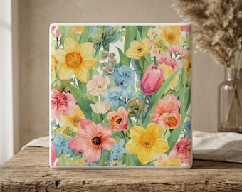 Calamite con fiori primaverili ad acquerello / Calamite da frigorifero con bouquet floreale