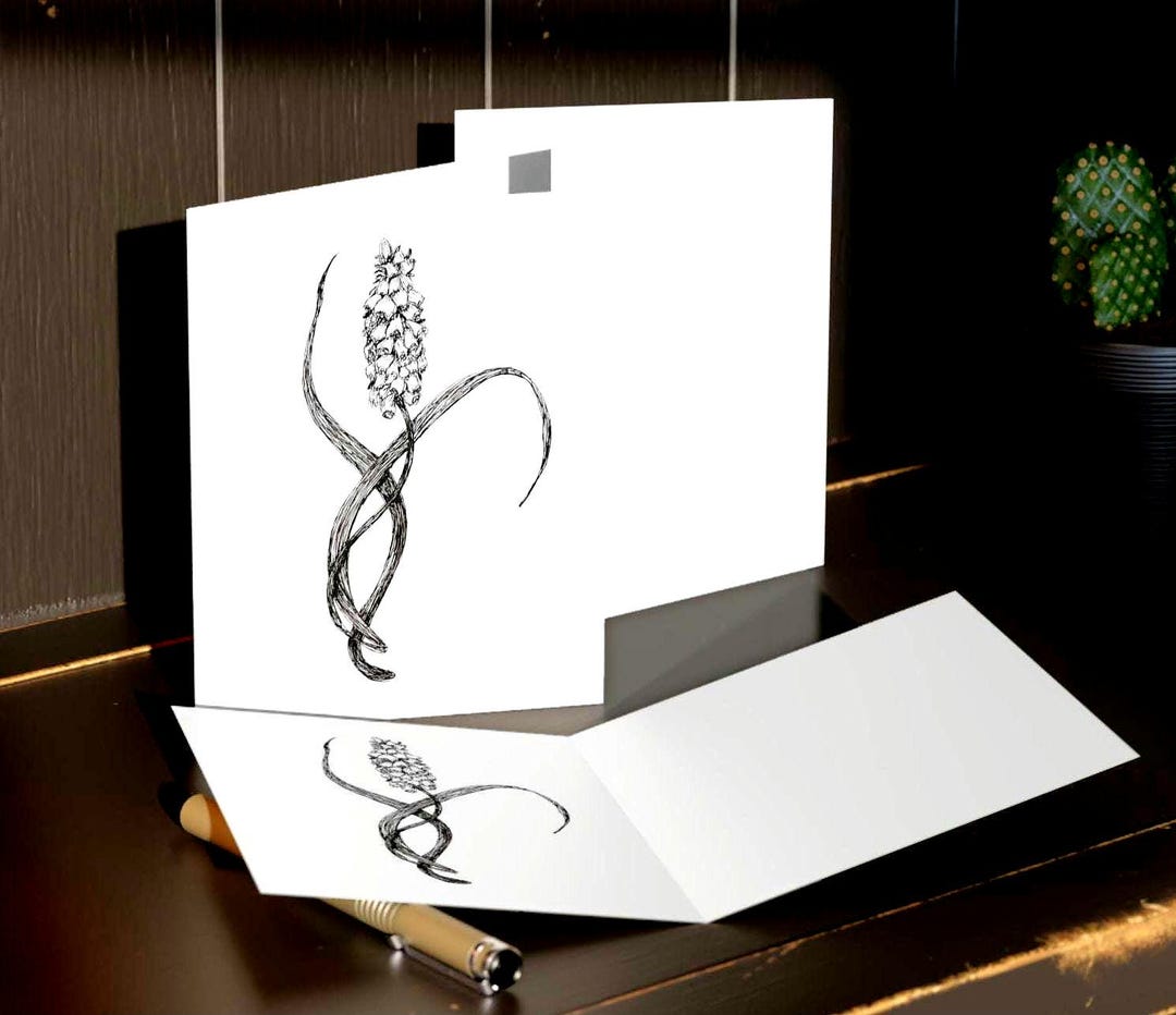 Botanical Line Drawing Greeting Cards, Minimalist Floral Art Stationery ...