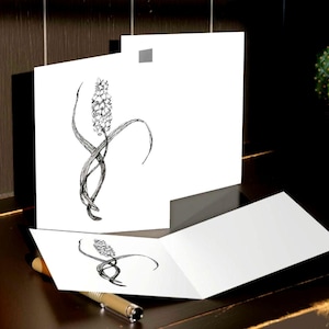 Cartes de voeux, dessin au trait botanique, lot de 16/08/24, design simple et élégant, cartes de correspondance d'art, papeterie minimaliste