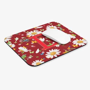 Floral Personalised Mouse Pad, Cute Desk Accessory, Office Gift, Computer Pad, Butterflies and Daisies Decor