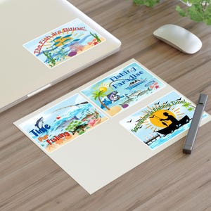 Fishing Sticker Sheets, Tackle Box Stickers, Cooler Decals, Angler Gift, Fisherman Stickers, Fishing Scenes