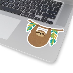 Kiss-Cut Stickers, Funny Sloth Hanging From Tree, Cute Animal Wildlife Decal, Kids Room Decor, Environmental Aesthetic, Fanny Side Up