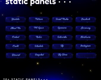 Azure Mirror Stream Panels, Elegant Blue Theme for Twitch (Digital Download)