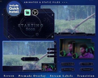 Firmament Stream Package | Animated Astral Veil Overlay Theme | Alerts, Screens, Transition (Digital Download)
