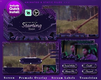Arrierty Animated Stream Package, Mystic Flora Theme, Alerts, Panels (Digital Download)