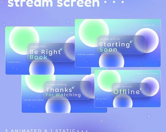 Glassmorphism Animated Stream Screen, Bubble Prism Theme (Digital Download)