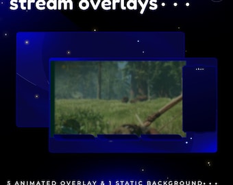 Azure Mirror Animated Stream Overlay, Elegant Blue Theme (Digital Download)