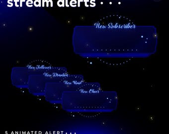 Azure Mirror Animated Stream Alert, Elegant Blue Theme (Digital Download)