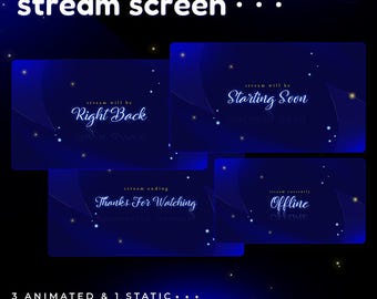 Azure Mirror Animated Stream Screen, Elegant Blue Theme (Digital Download)