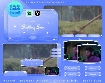 Lotus Guise Animated Stream Package, Celestial Flower Theme, Alerts, Panels (Digital Download)