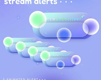 Glassmorphism Animated Stream Alert, Bubble Prism Theme (Digital Download)