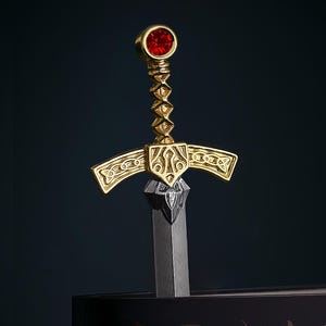 Trono de Vidro, oficialmente licenciado, marcador de espada Goldryn, abridor de cartas de espada, marcador de espada, Aelin Galathynius, Terrasen, estante