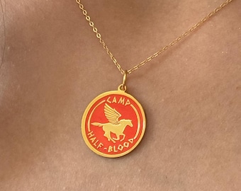 Collar del campamento mestizo de Percy Jackson, productos de Percy Jackson, campamento mestizo, collar griego, collar de mitología griega, Pegaso, libro