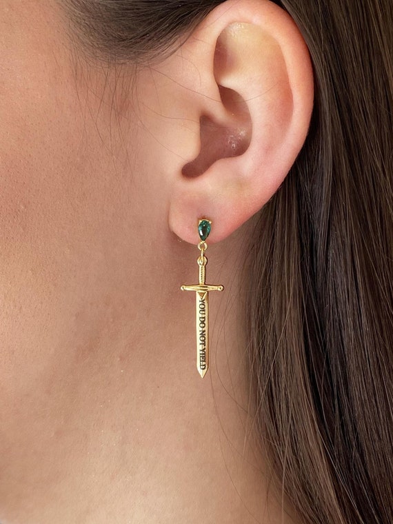 Throne of Glass Officially Licensed, Mini Goldryn Sword Earring, You Do Not Yield, Goldryn Sword, Aelin Galathynius, Throne of Glass Merch,