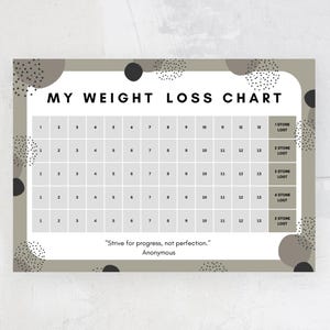 Motivational Weight Loss Journal, Printable Progress Chart