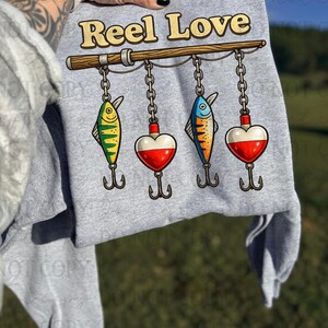 Reel Love DTF Transfer, Trendigt Fiske, Fiskedrag, Pressfärdigt, Värmeöverföring, DTF, Fiske, Herr