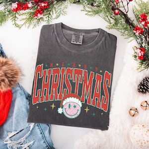 Distressed Retro Merry Christmas DTF Transfer, Trendy Christmas, Faith, Jesus, Merry, Ready to Press, DTF, Heat Transfer image 1