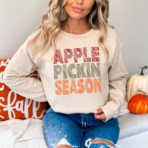 Apple Pickin Season Fall Scribble DTF Transfer, Trendy Fall. Floral, Pumpkin, Faith, Ready to Press, Heat Transfer, image 1