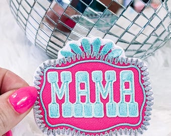 Pink Mama Buckle Western Hat/Pocket Patch, Trendy Hat Patch, Mama, Western, Fishing, Faith, Thanksgiving, Hunting, Bookish