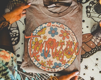Tennessee Boho Leopard State DTF Transfer,Floral, Spring, Western, Patriotic, Tennessee, State Design, Trendy, Everyday, Transfer