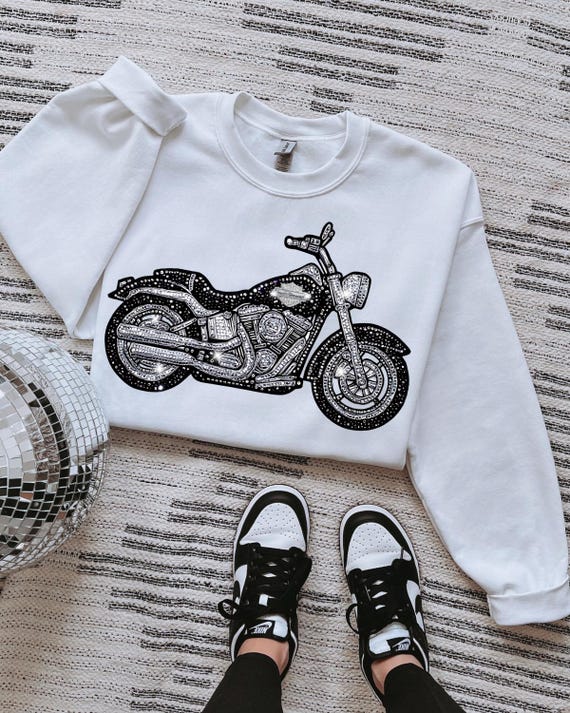 Faux Rhinestone Motorcycle DTF Transfer, Trendy Faux Rhinestone, Animal, Career, Trending DTF, Ready to Press