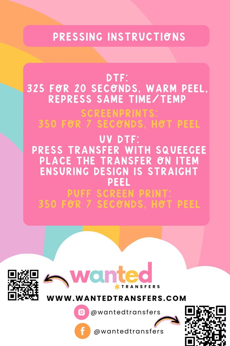 a press release or informational graphic with instructions for UV dye transfer, including details about the press peeling process and the number of repetitions.