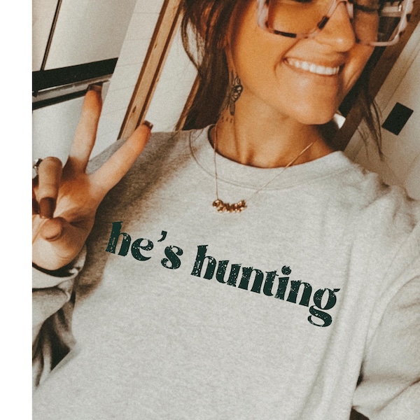 Er jagt einfarbigen Siebdrucktransfer, Trendy Jagen, Sinle Coloe, Er jagt, Jagd auf Hirsche, Hirschregal, Herren, DTF