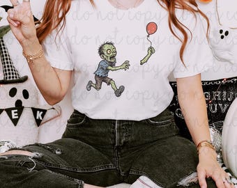 Zombie Balloon DTF Transfer, Trendy Halloween, Fall, Ready to Press, Heat Transfer, Vintage Halloween, Trick or Treat