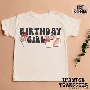Cake Retro Birthday Girl, Girls Birthday Shirt, Tee, Onesie, Birthday Girl, All Ages, Toddler, Youth, Kids Bday, Minimalist image 3