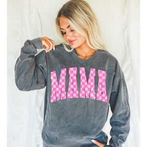 Pink Checkerboard Mama DTF Transfer,Mama,Mom,Retro,Western,Ready to Ship,Heat Transfer,Aztec,Trendy image 1